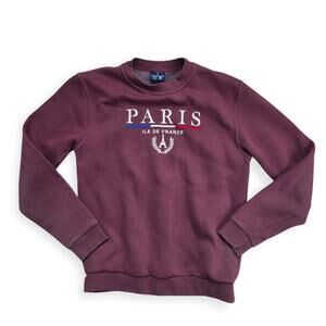Paris Tour D'Or Ile De France Maroon Pullover Crewneck Sweatshirt Women Sz M